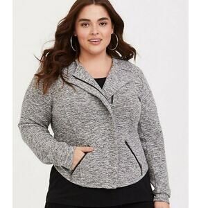 Torrid Gray Knit Zip Moto Jacket SZ 4 4X